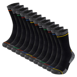 Mens 12 Pack Premium Cotton Blend Multi Stripe Work Socks